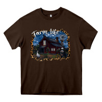 Chocolate Brown farm life2 Heavy Core Tee - SublimationCraftShop