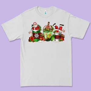 Coffee Cups With Santa Claus Premium Tee Designed By Fadigitalartstudio