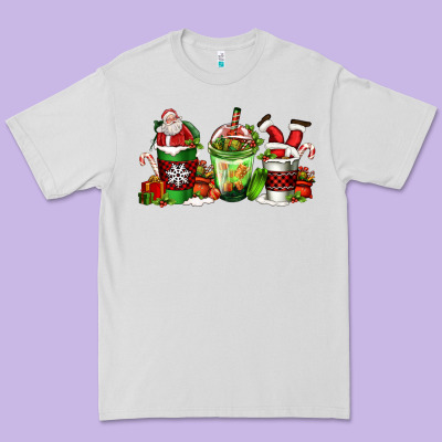 Coffee Cups With Santa Claus Premium Tee Designed By Fadigitalartstudio