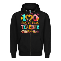 Black 100 days of doing teacher stuff Zipper Hoodie - Artiststas