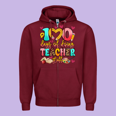 100 Days Of Doing Teacher Stuff Zipper Hoodie Designed By Artiststas