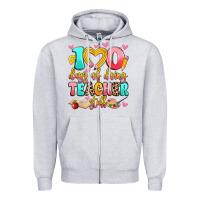 Heather Grey 100 days of doing teacher stuff Zipper Hoodie - Artiststas