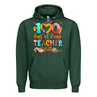 Sports Green 100 days of doing teacher stuff Zipper Hoodie - Artiststas