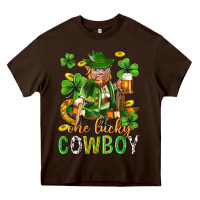 Chocolate Brown One lucky cowboy with st. patricks elf Heavy Core Tee - Neo Western