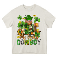 Cream One lucky cowboy with st. patricks elf Heavy Core Tee - Neo Western