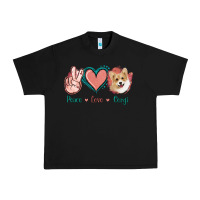 Black Peace Love Corgi Urban Heavy Tee - Jasminsmagicworld