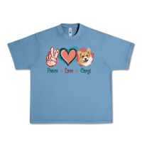 Pebble Blue Peace Love Corgi Urban Heavy Tee - Jasminsmagicworld