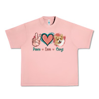 Salmon Peace Love Corgi Urban Heavy Tee - Jasminsmagicworld