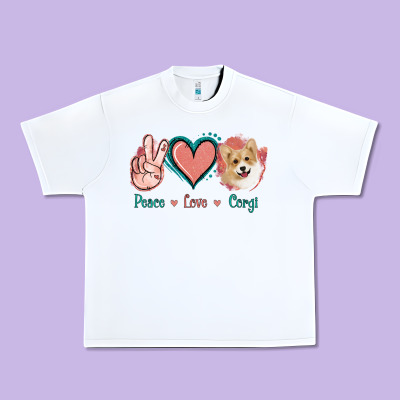 Peace Love Corgi Urban Heavy Tee Designed By Jasminsmagicworld