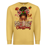 Antique Gold merry christmas afro messy bun Premium Sweatshirt - texasbilliewilder