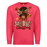 Cardinal merry christmas afro messy bun Premium Sweatshirt - texasbilliewilder