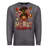 Charcoal Heather merry christmas afro messy bun Premium Sweatshirt - texasbilliewilder