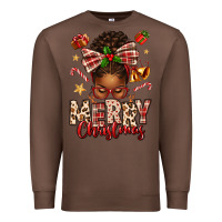 Chestnut merry christmas afro messy bun Premium Sweatshirt - texasbilliewilder