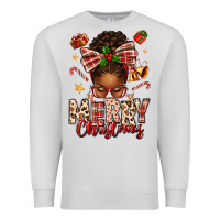 Dove Grey merry christmas afro messy bun Premium Sweatshirt - texasbilliewilder