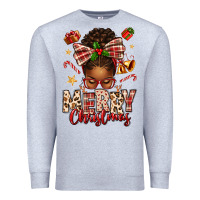 Heather Grey merry christmas afro messy bun Premium Sweatshirt - texasbilliewilder