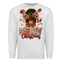 Oatmeal Heather merry christmas afro messy bun Premium Sweatshirt - texasbilliewilder