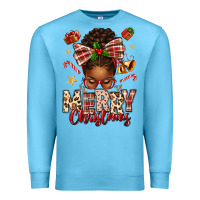 Ocean Blue merry christmas afro messy bun Premium Sweatshirt - texasbilliewilder
