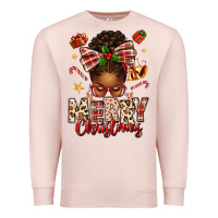 Pale Pink merry christmas afro messy bun Premium Sweatshirt - texasbilliewilder