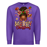 Purple merry christmas afro messy bun Premium Sweatshirt - texasbilliewilder