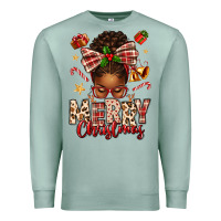 Seafoam merry christmas afro messy bun Premium Sweatshirt - texasbilliewilder