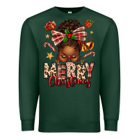 Sports Green merry christmas afro messy bun Premium Sweatshirt - texasbilliewilder