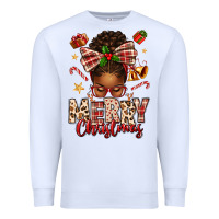 Merry Christmas Afro Messy Bun Premium Sweatshirt | Teevron