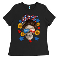 Black American mom skull Ladies Tee - Neo Western