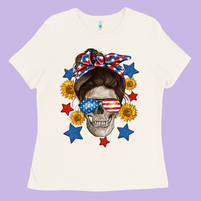 American Mom Skull Ladies Tee Designed By Neo Western