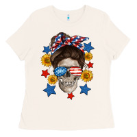 Bone American mom skull Ladies Tee - Neo Western