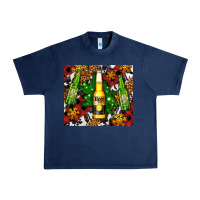 Navy beer bottles with golden snow Urban Heavy Tee - AdoDesignShop