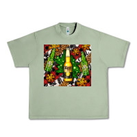 Oil Green beer bottles with golden snow Urban Heavy Tee - AdoDesignShop