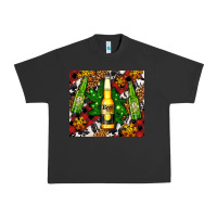 Pigment Black beer bottles with golden snow Urban Heavy Tee - AdoDesignShop
