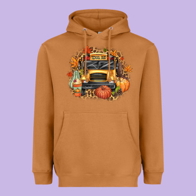 Fall School Bus Heavyweight Hoodie Designed By Texasbilliewilder