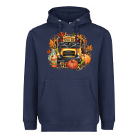 Navy Fall School Bus Heavyweight Hoodie - texasbilliewilder