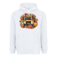 White Fall School Bus Heavyweight Hoodie - texasbilliewilder