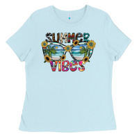 Baby Blue summer vibes Ladies Tee - SublimationCraftShop