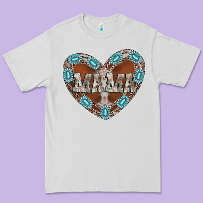 Mama Heart Cowhide Premium Tee Designed By Cowhidedigitalart