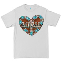 Dove Grey mama heart cowhide Premium Tee - CowhideDigitalArt