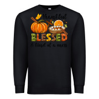 Black Thankful blessed and kind of a mess Premium Sweatshirt - NancyCooperArtShop