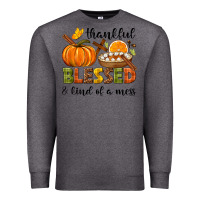 Charcoal Heather Thankful blessed and kind of a mess Premium Sweatshirt - NancyCooperArtShop
