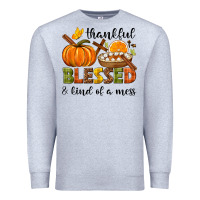 Heather Grey Thankful blessed and kind of a mess Premium Sweatshirt - NancyCooperArtShop