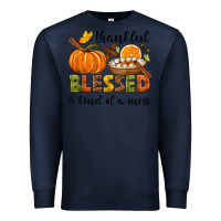 Navy Thankful blessed and kind of a mess Premium Sweatshirt - NancyCooperArtShop