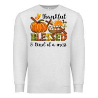 Oatmeal Heather Thankful blessed and kind of a mess Premium Sweatshirt - NancyCooperArtShop