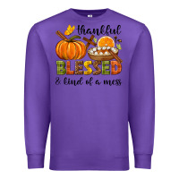 Purple Thankful blessed and kind of a mess Premium Sweatshirt - NancyCooperArtShop