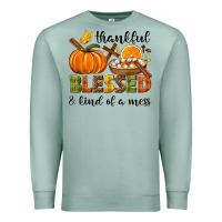 Seafoam Thankful blessed and kind of a mess Premium Sweatshirt - NancyCooperArtShop