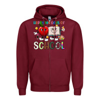 Burgundy happy 100 days of school Zipper Hoodie - Artiststas