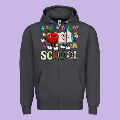 Happy 100 Days Of School Zipper Hoodie Designed By Artiststas