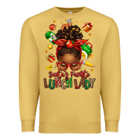 Antique Gold santas favorite lunch lady afro messy bun Premium Sweatshirt - texasbilliewilder