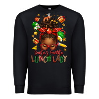 Black santas favorite lunch lady afro messy bun Premium Sweatshirt - texasbilliewilder