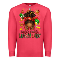 Cardinal santas favorite lunch lady afro messy bun Premium Sweatshirt - texasbilliewilder